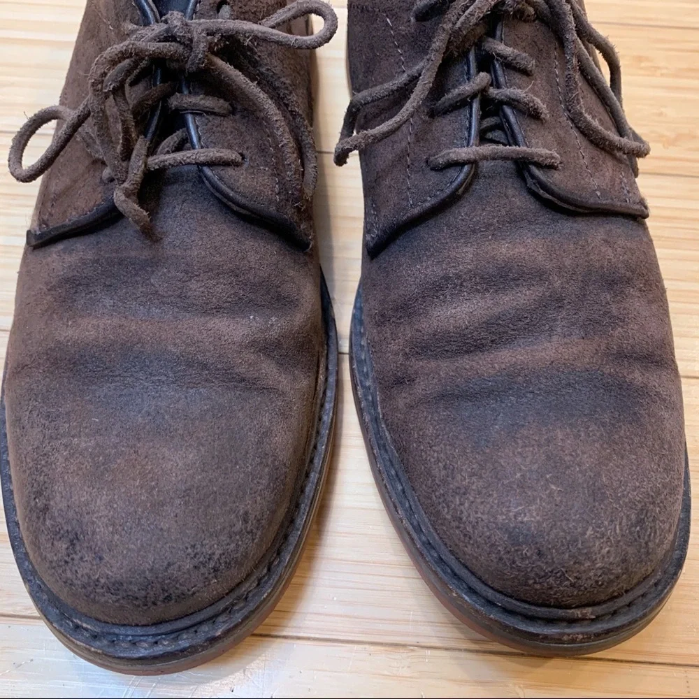 Frye Distressed Brown Suede Lace Up Oxfords, 8.5.